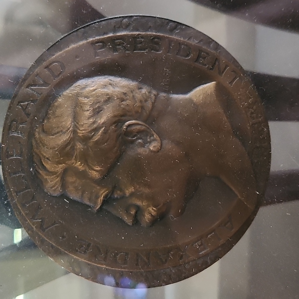 Rare Mid-Century 15 French President's Heavy Bronze Coins within 3 Custom Frames - Picture 2 of 5